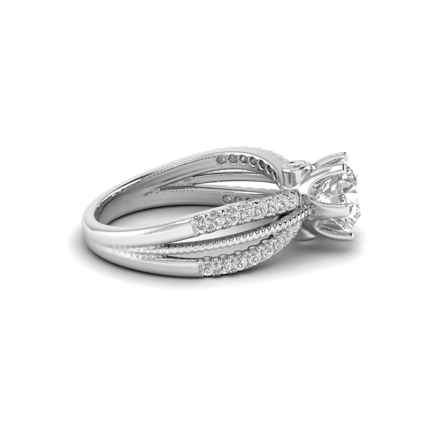 White Gold Studded 1.51 Carat Lab Grown Diamond Ring-F Color VS2 Clarity.